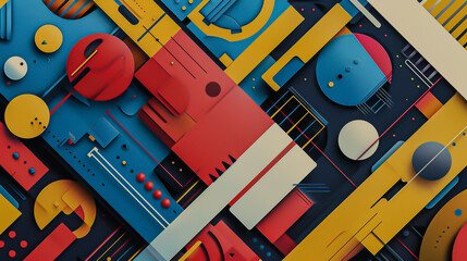 Obraz premium Explore the intersection of technology and ethical consumerism through abstract shapes and colors.