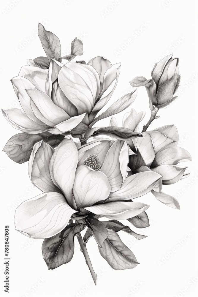 Poster simple black and white sketch of a flower, suitable for various design projects