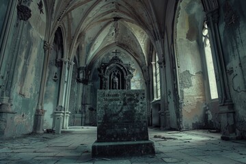 Obraz premium Ancient church with towering altar, suitable for religious concepts