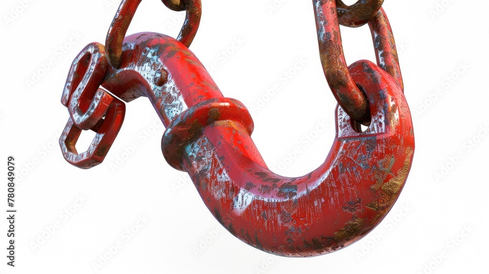 Poster Detailed view of a metal chain with a hook. Suitable for industrial concepts