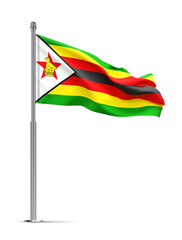 Flag of Zimbabwe isolated on white background. 3d-rendering