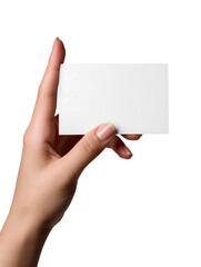 Obraz premium Human Hand Holding a Blank White Card Isolated on White Background
