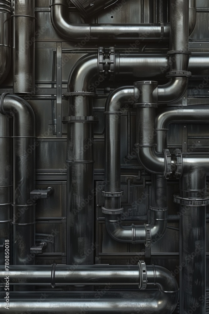 Poster Close-up view of multiple pipes in a row. Suitable for engineering projects