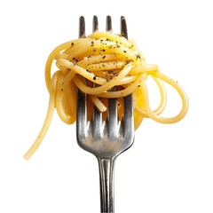fork of spaghetti isolated on white background. With clipping path