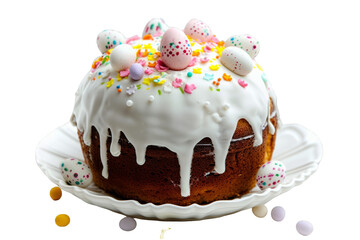 Easter Cake With White Icing and Sprinkles