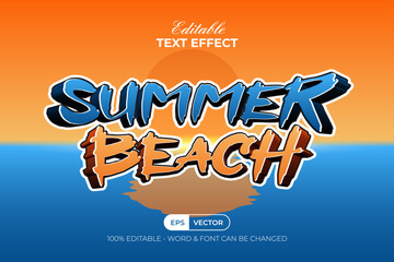 Summer Beach Text Effect 3D Style. Editable Text Effect.