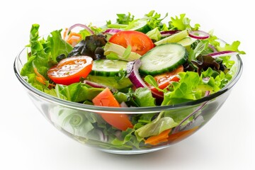 Yummy salad in white bowl