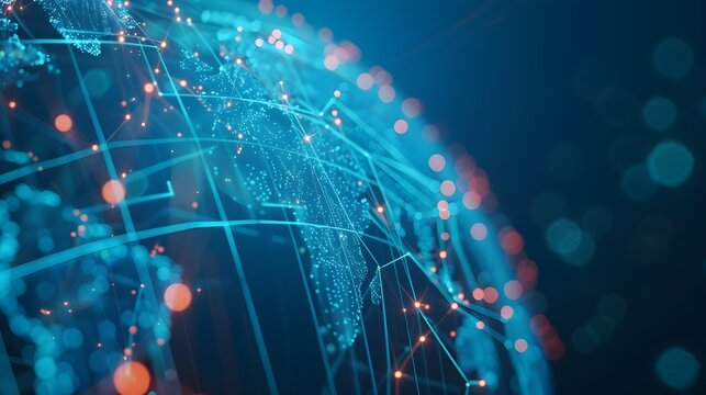 Flow of digital information. Global connection concept. Technology futuristic background. Big data visualization.