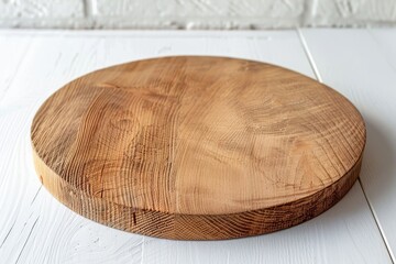 Wooden platter on table copy space