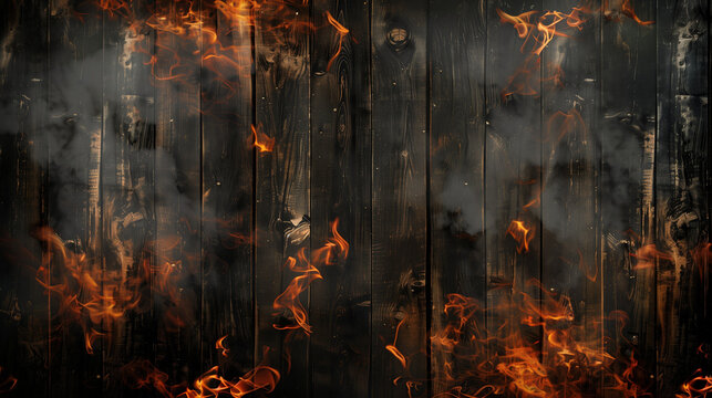 Flaming wooden planks, background