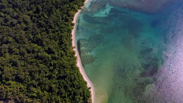 Aerial view of the coastal Cahuita National Park (Punta Cahuita) in Limon, Cahuita, Costa Rica