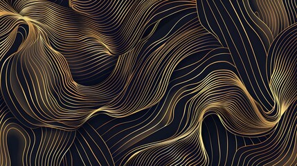 Gold abstract line arts background vector. Luxury wall paper design for prints, wall arts and home decoration, cover and packaging design. - obrazy, fototapety, plakaty