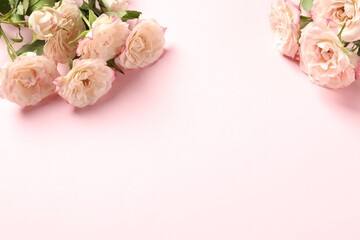 Happy Mother's Day. Beautiful roses on pink background, space for text