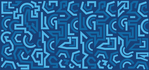  Seamless pattern geometric circle abstract line shapes on a blue background
