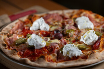 Closeup of pizza on a plate