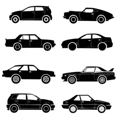 Fotobehang A collection of six different car silhouettes. Suitable for various design projects © Fotograf