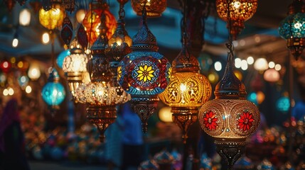 Colorful lights hanging from a ceiling, perfect for adding a festive touch to any event