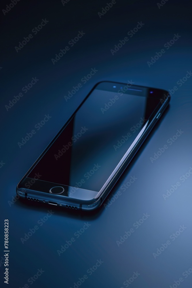 Poster close up of a cell phone on a table. suitable for technology concept designs