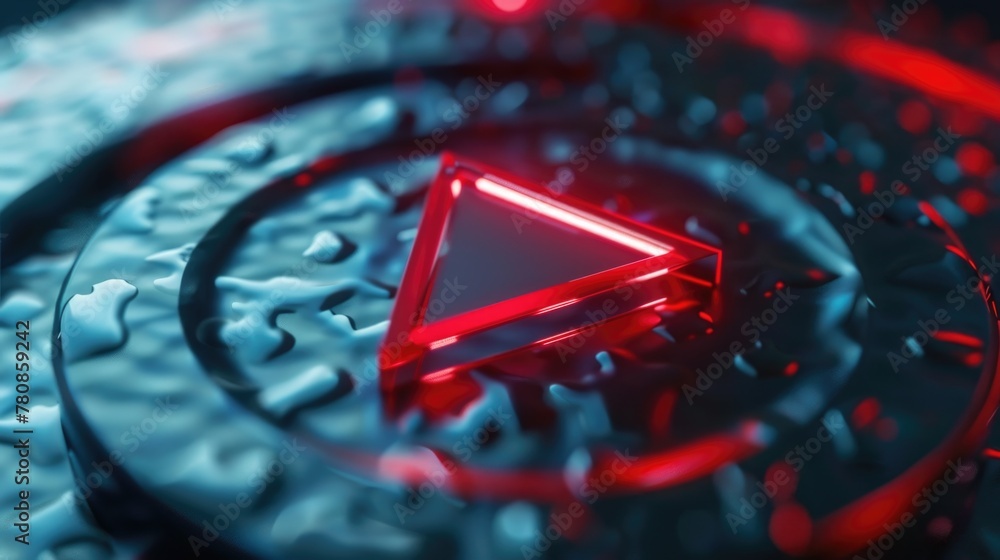 Fototapete detailed shot of a clock with red triangle, suitable for time management concepts