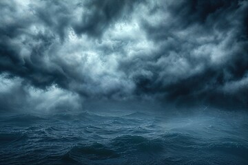 Rough Seas with Stormy Clouds Overhead. Dark, Powerful Nature Image.