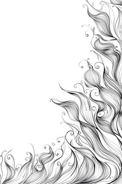 Detailed black and white illustration of a woman with flowing hair. Suitable for various design projects