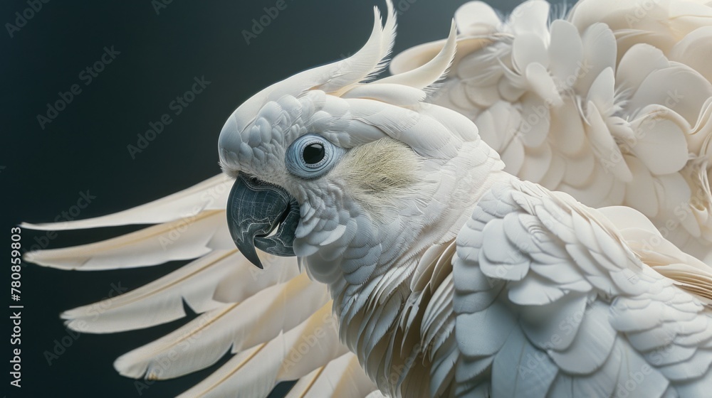 Poster Close up of a parrot with its wings spread, suitable for various design projects