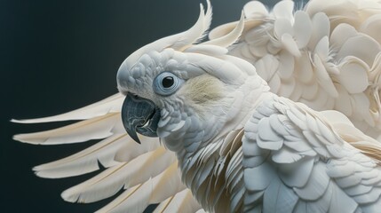 Close up of a parrot with its wings spread, suitable for various design projects