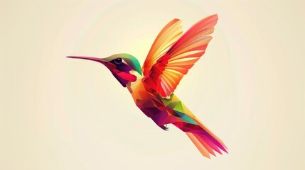 Fototapeta premium A vibrant hummingbird soaring gracefully through the air. Perfect for nature and wildlife themes