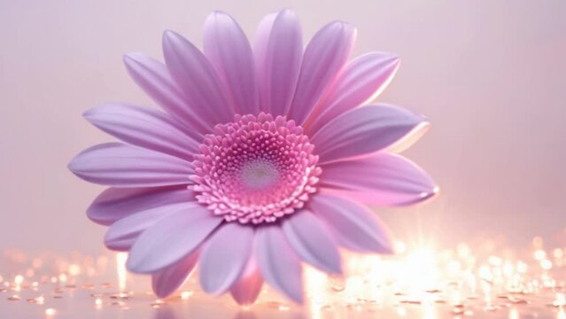 Single light purple Gerbera flower surrounded by twinkling lights. Suitable for parties 