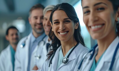 Smiling doctors in a row
