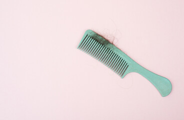 Comb with hair loss, health problem, issue of aging, alopecia areata by stress or infection, hairbrush - 780861827