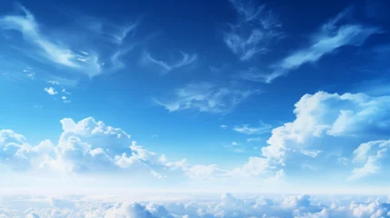 Poster Blue sky with clouds sun daylight summer skyline light landscape © Nicolae