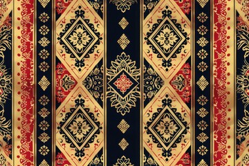 Seamless geometric ethnic asian oriental and tradition pattern design for texture and background. Silk and fabric pattern decoration for carpet, Thai clothing, wrapping and wallpaper