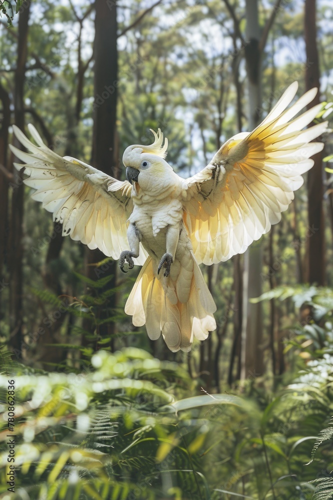 Poster a beautiful bird flying through the air, suitable for various projects