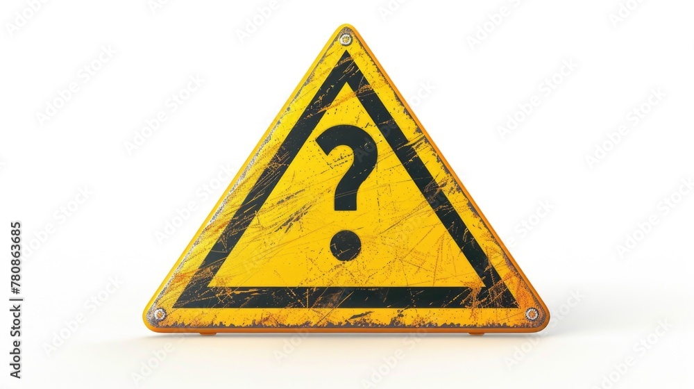 Aufkleber A yellow triangular sign with a question mark on it. Can be used for educational or informational purposes