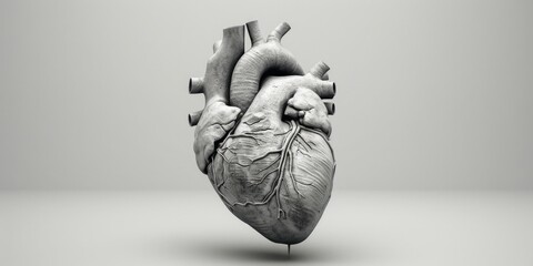 Detailed black and white image of a human heart. Suitable for medical concepts