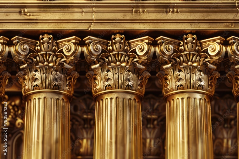 Aufkleber a detailed shot of a golden column featuring a clock. suitable for time management concepts