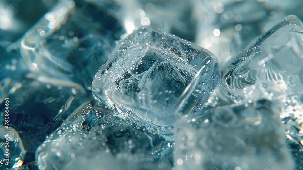 Poster a pile of ice cubes sitting on top of each other. perfect for summer drink concepts