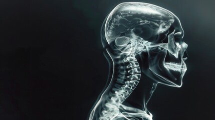 Detailed x-ray image of human head and neck, suitable for medical publications