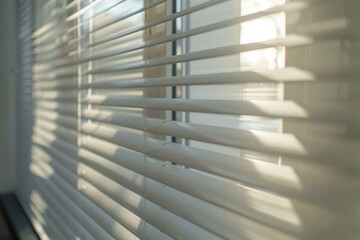 Obraz premium Close up view of window with blinds, perfect for interior design projects