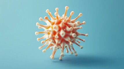 An abstract 3D vector illustration of a microbe, depicted in shades of blue