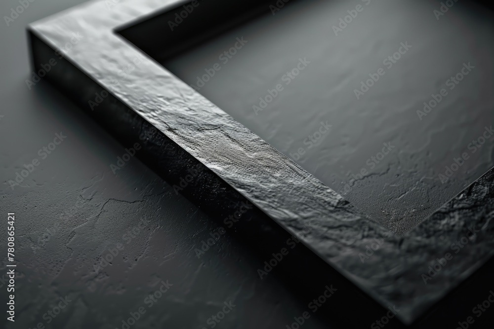 Poster a close up of a picture frame on a table. suitable for home decor concepts