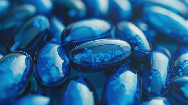 A focused image highlighting blue pills, symbolizing the intersection of pharmaceuticals