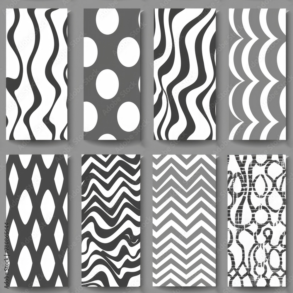 Aufkleber Collection of six unique black and white patterns. Ideal for various design projects