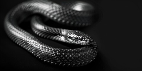 Black and white image of a snake. Suitable for educational materials - obrazy, fototapety, plakaty