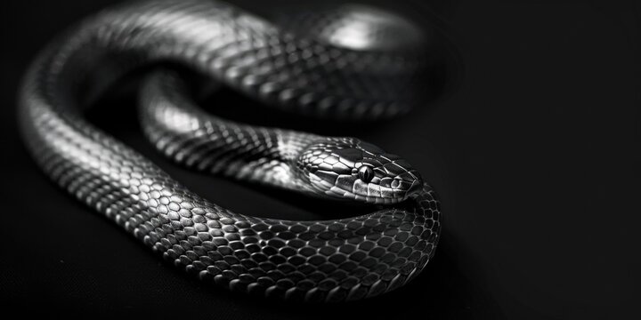 Black and white image of a snake. Suitable for educational materials