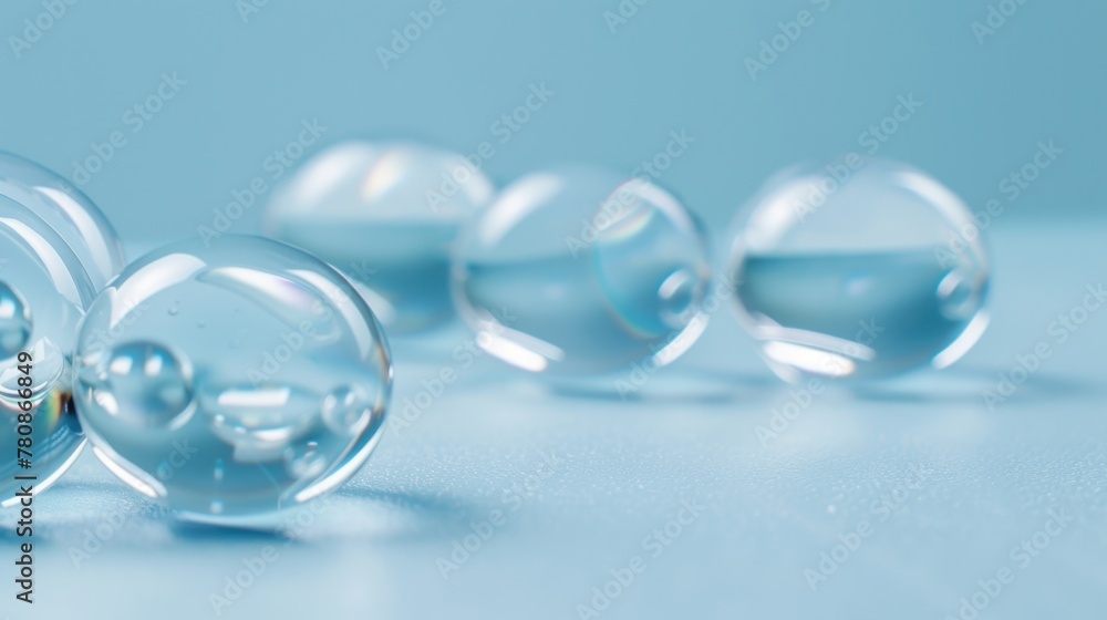 Poster Glass spheres on a table, suitable for various concepts