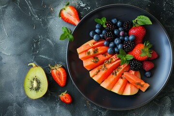 Healthy fruit dessert plate of papaya