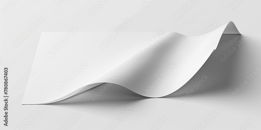 Poster A simple image of a folded sheet of paper on a white surface. Suitable for various design projects