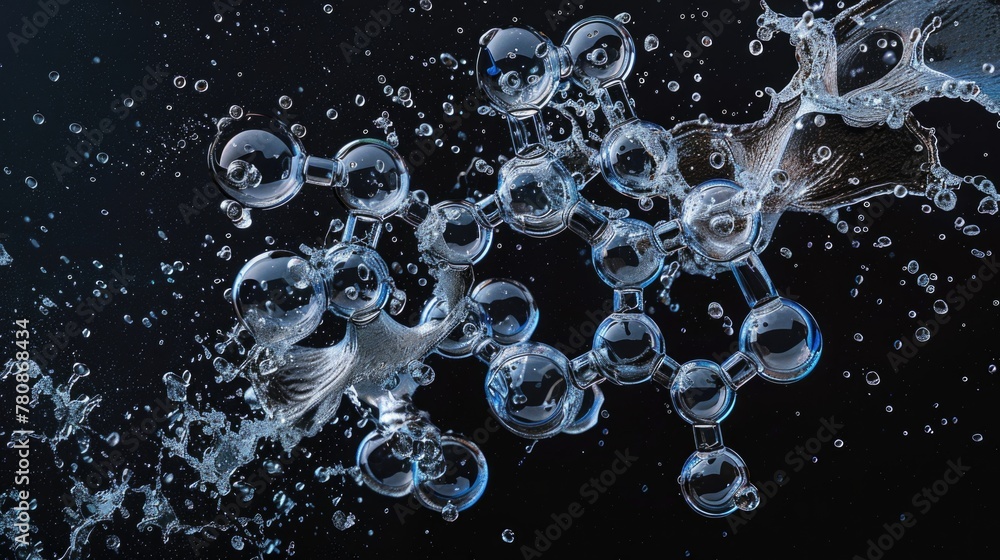 Poster A bunch of bubbles floating on top of a black surface. Perfect for abstract backgrounds